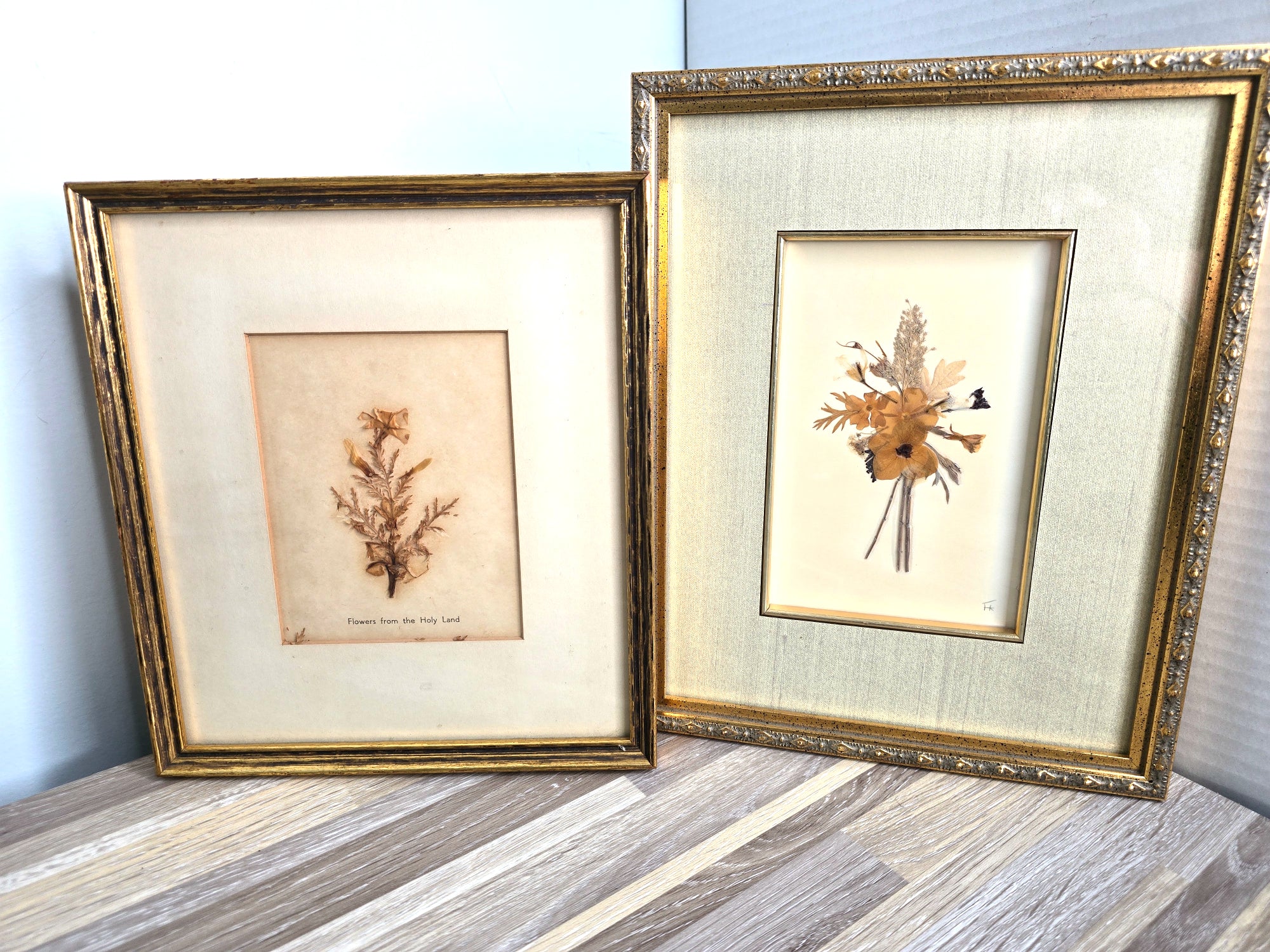 Flowers from the Holy Land 1950s Framed Pressed Flower Art