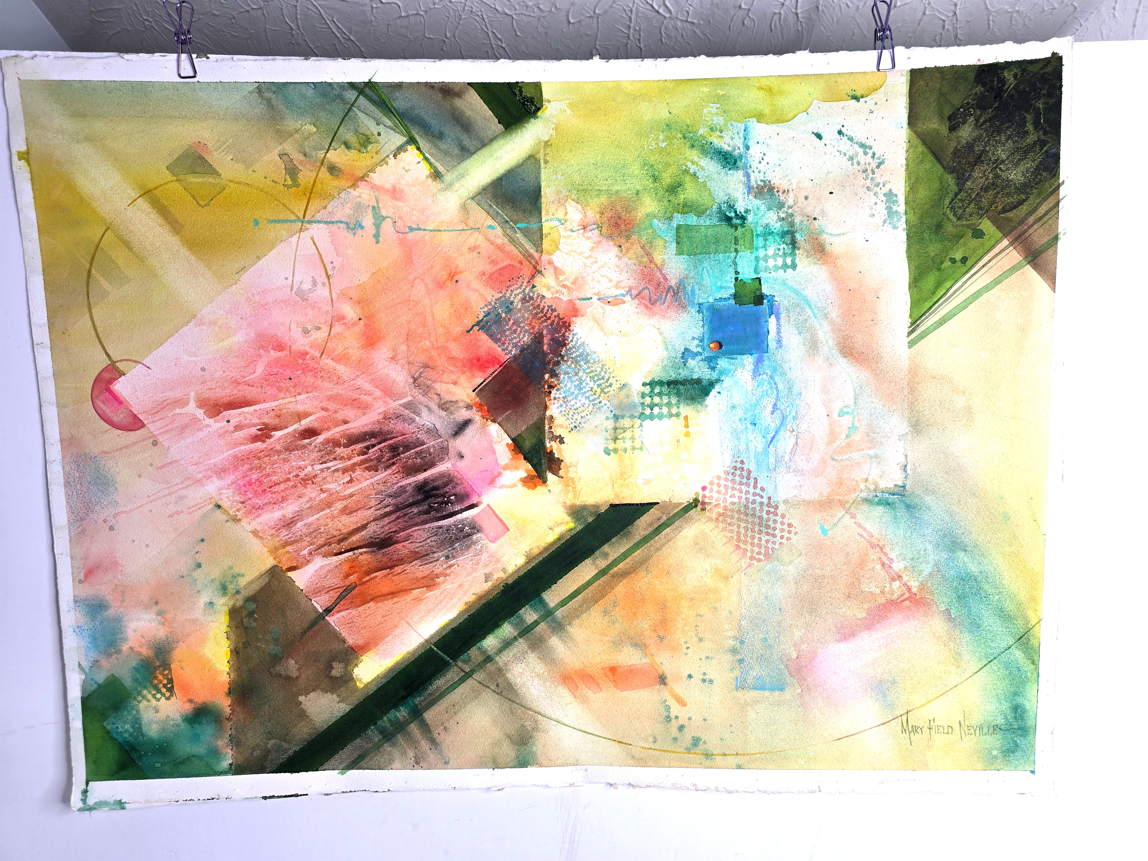 Geometric Sunburst Painting Signed by Artist