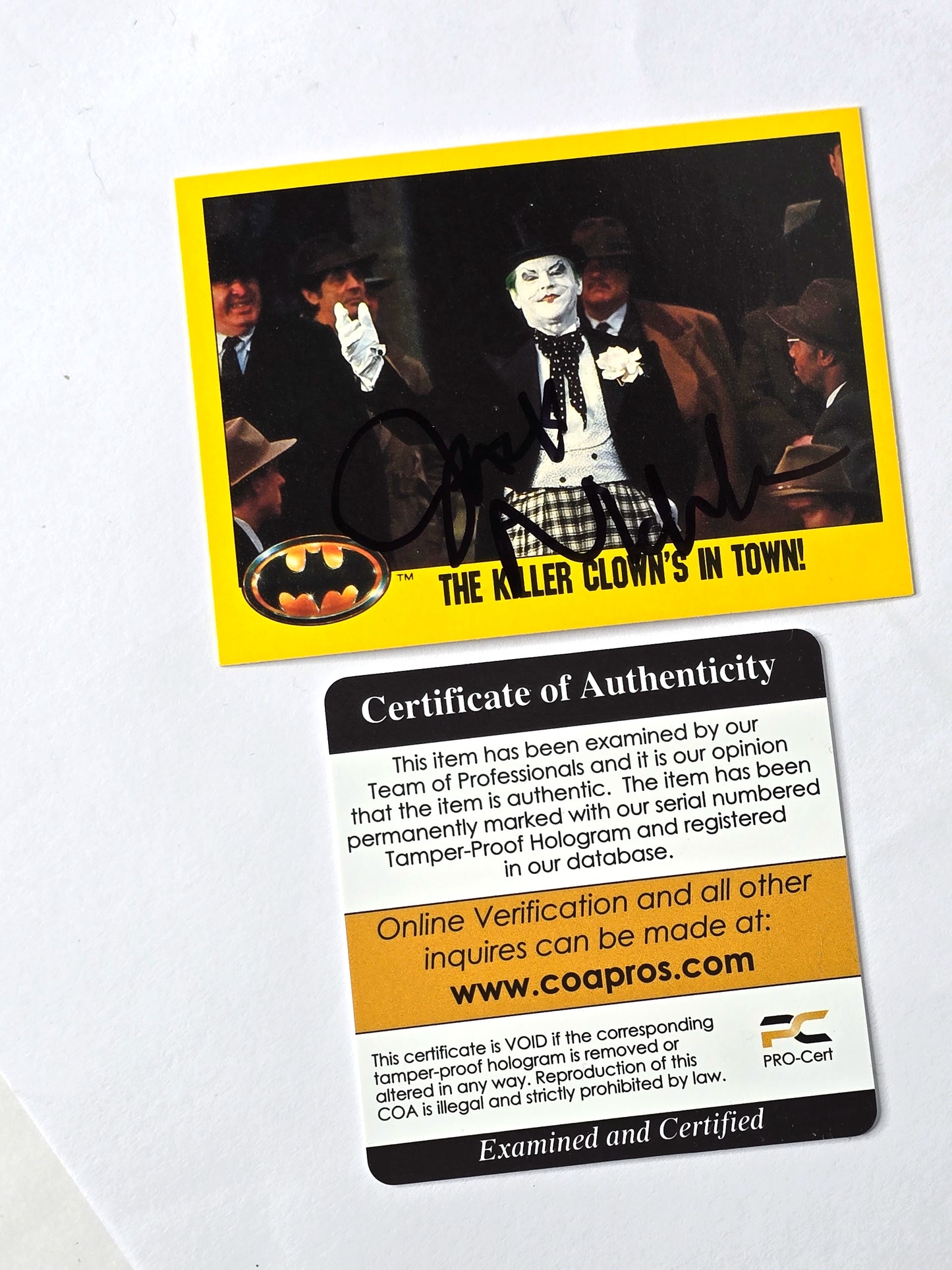 Jack Nicholson Signed Autograph The Killer Clown's in Town Card 1989 DC Comics