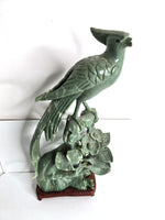 Jade Chinese Sculpture Bird with Pedestal