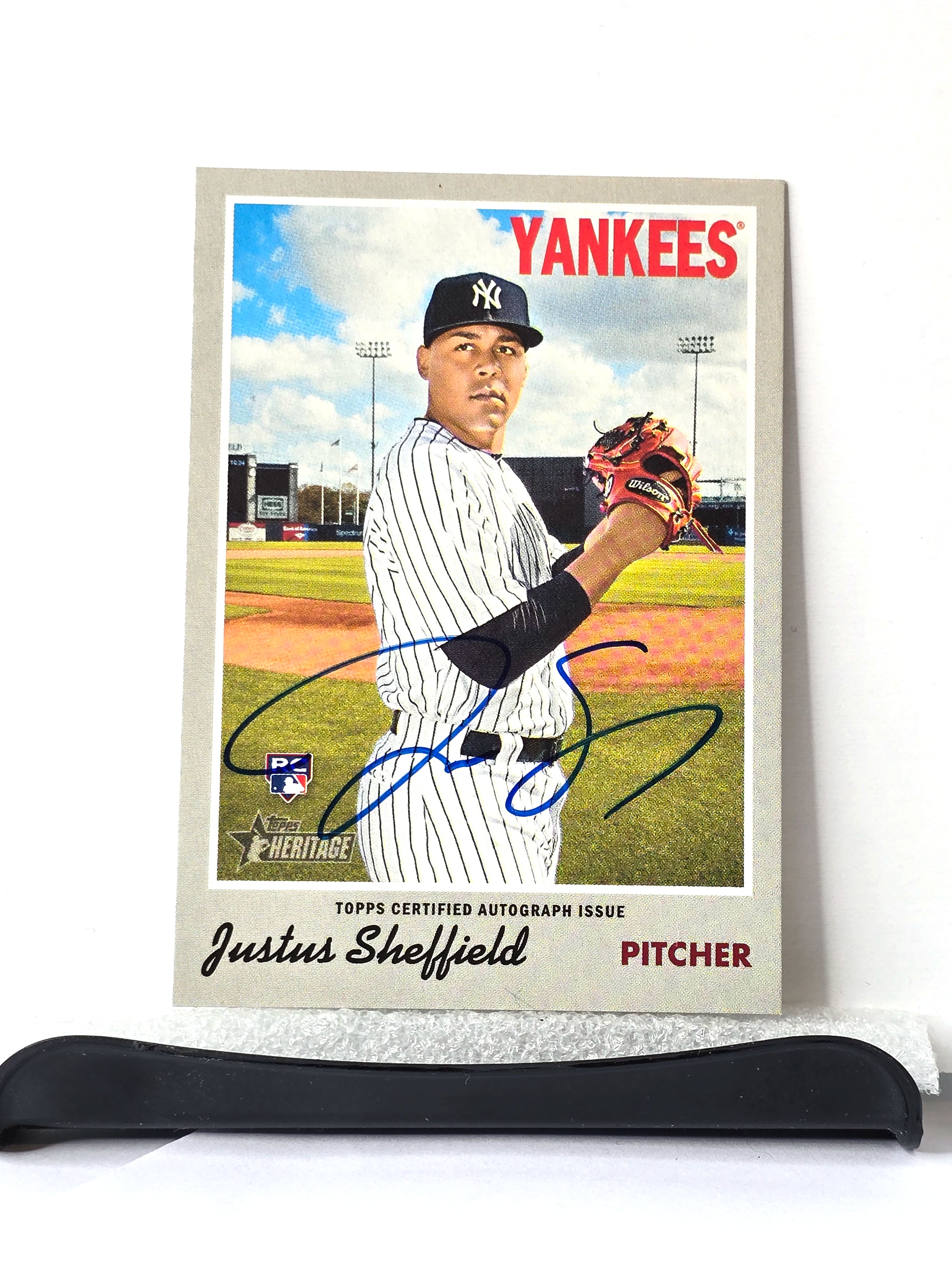 Justus Sheffield Autographed Yankees Baseball Card 2019 Topps No. ROA-JS