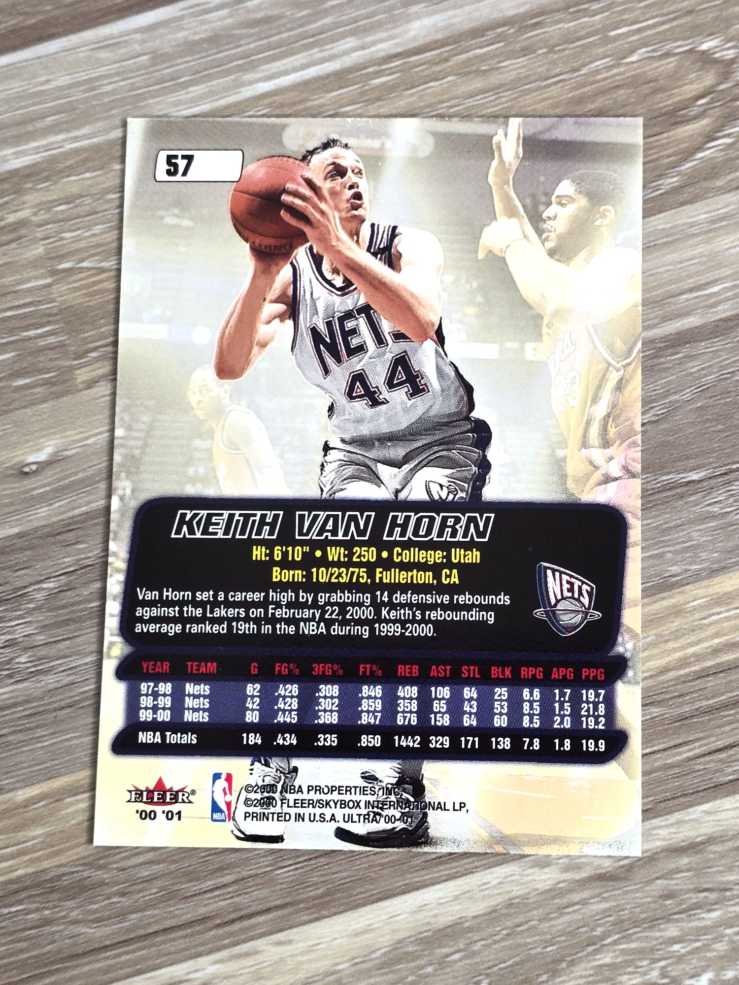 Keith Van Horn Basketball Card 2000 Fleer No. 57