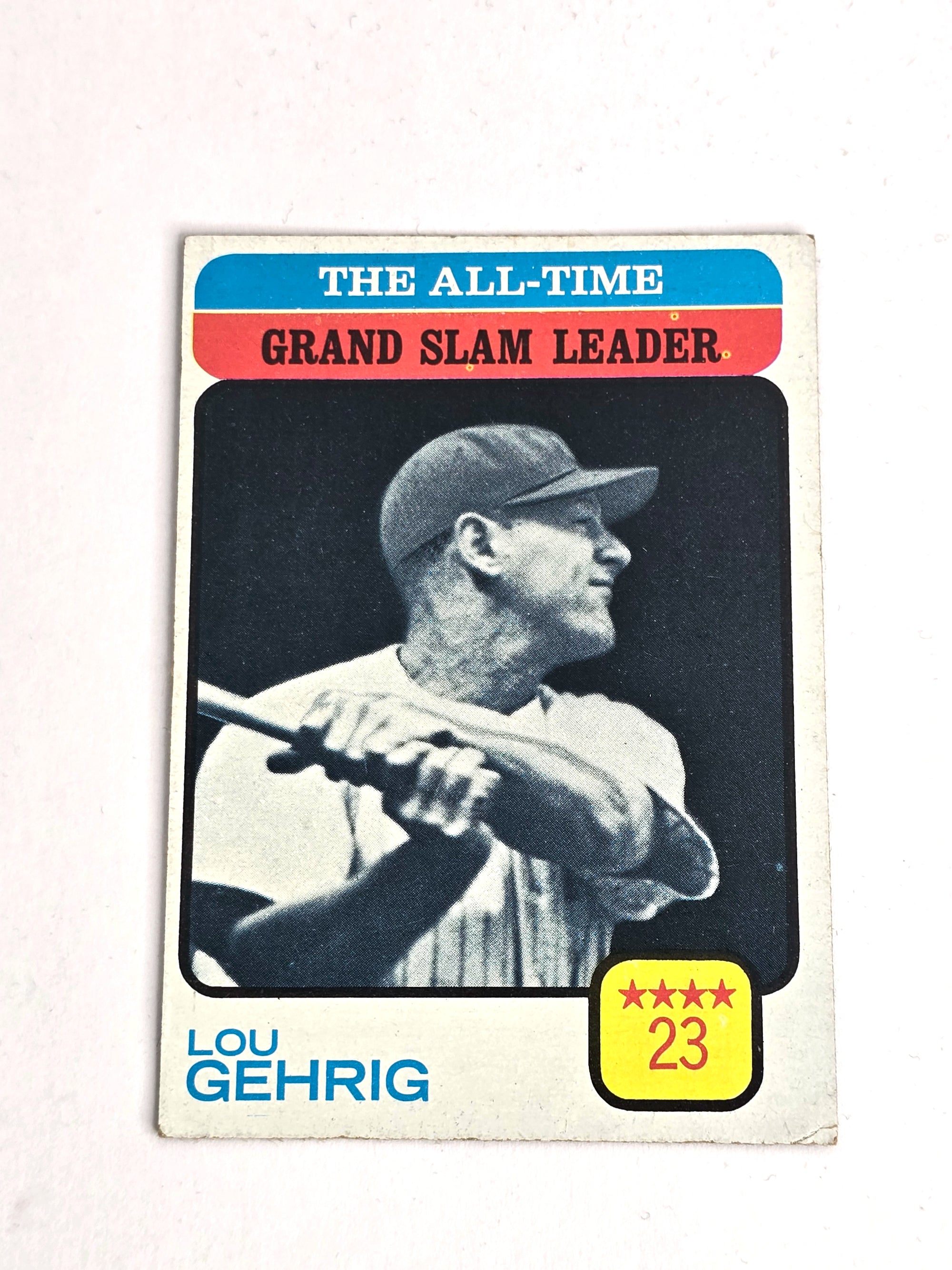 Lou Gehrig Baseball Grand Slam Leader Card 1973 Topps No. 472