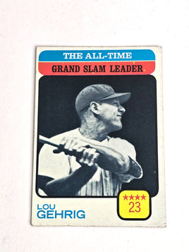 Lou Gehrig Baseball Grand Slam Leader Card 1973 Topps No. 472