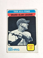 Lou Gehrig Baseball Grand Slam Leader Card 1973 Topps No. 472