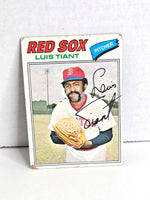Luis Tiant Red Sox Baseball Card 1977 Topps No. 25B