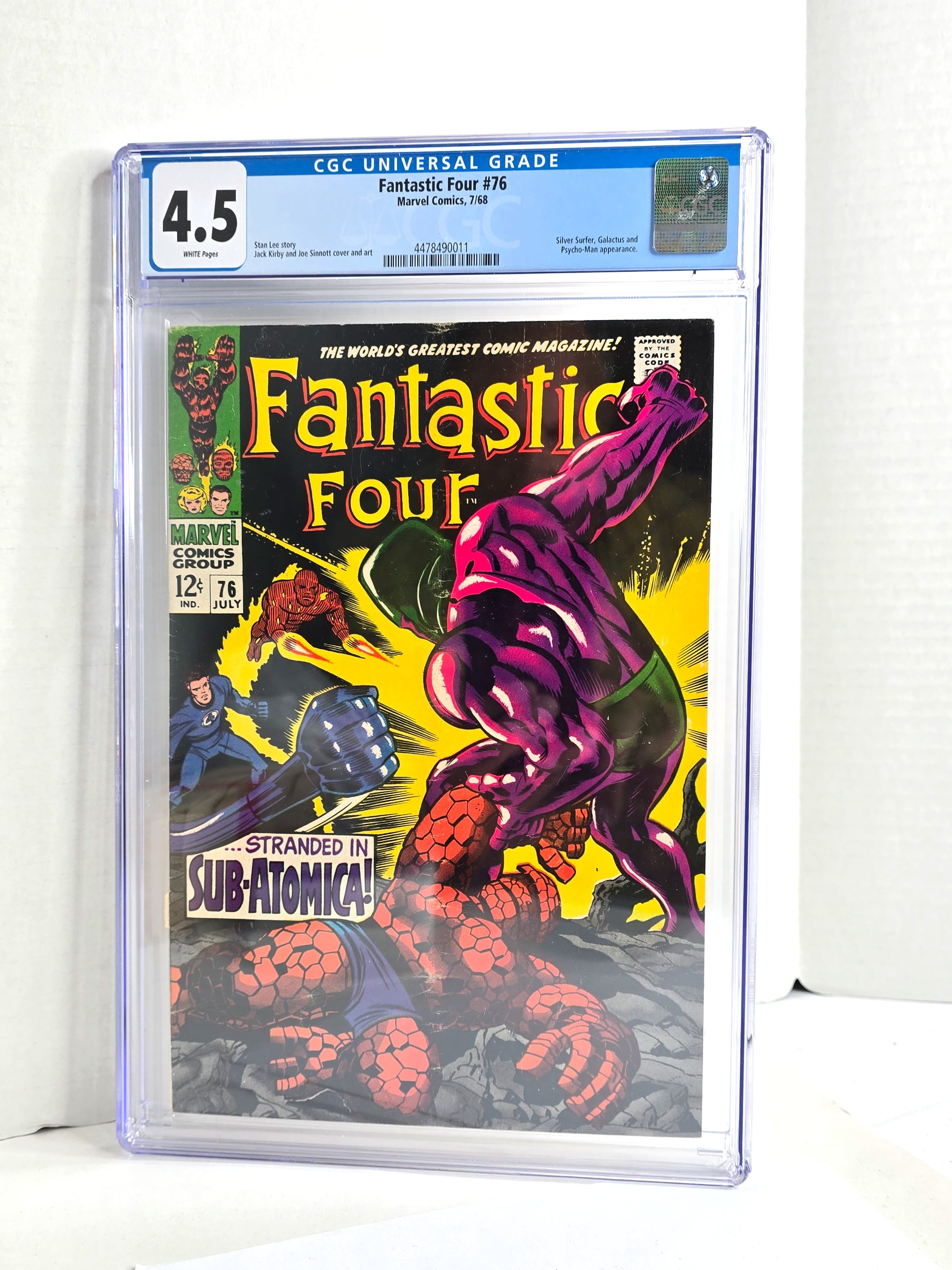 Marvel Comic Book 1968 Fantastic Four Graded 4.5 CGC July Vol 76