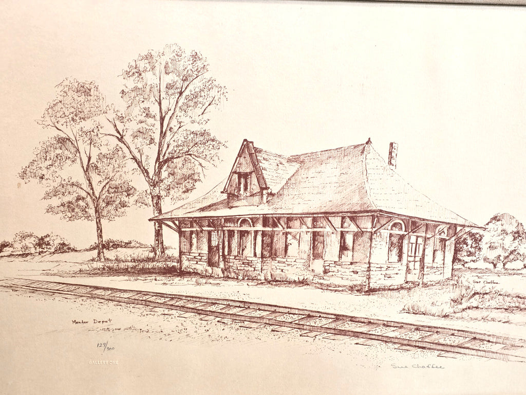 Old Mentor Depot in Ohio Signed by Artist, Sue Chaffee