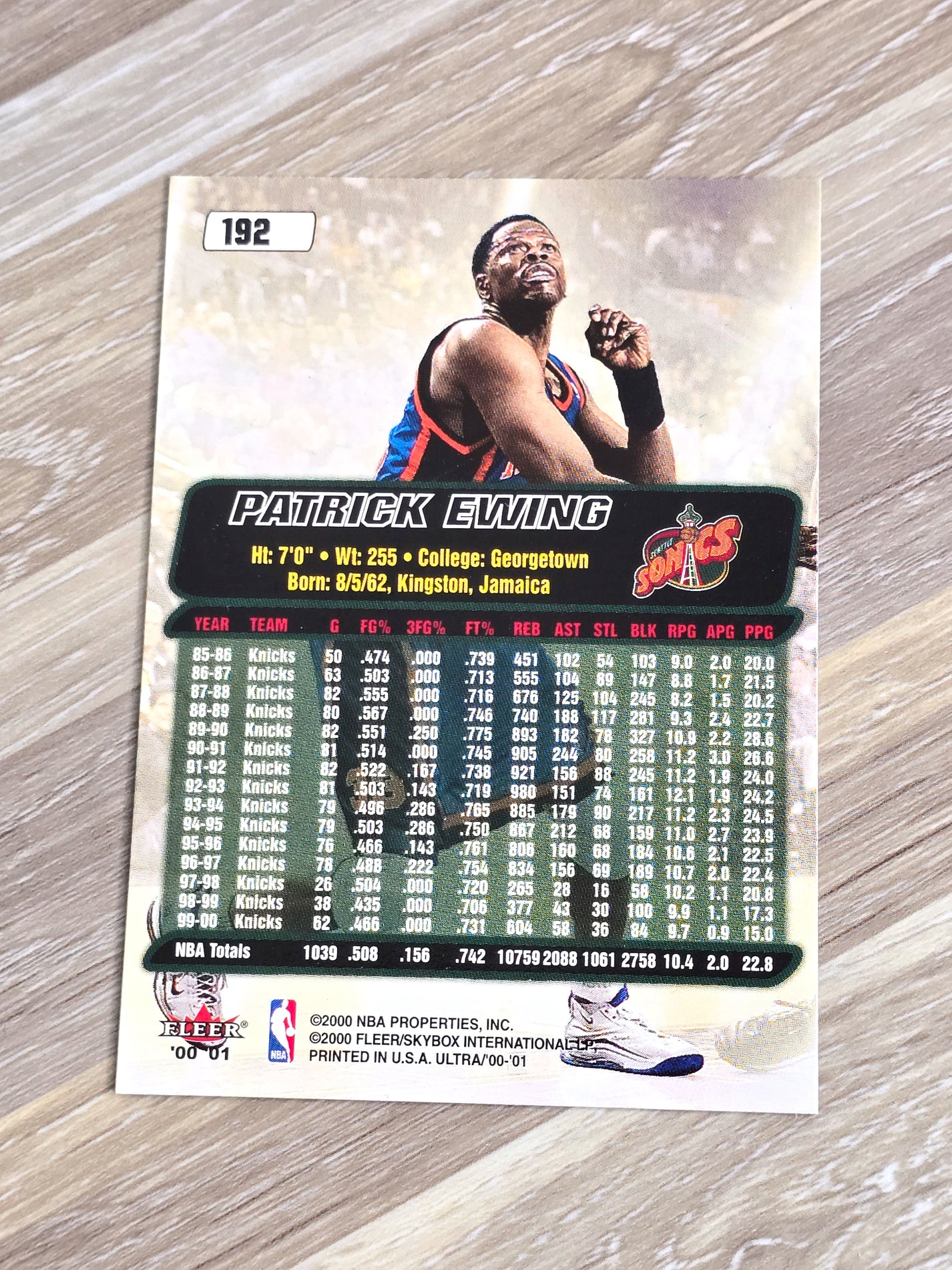 Patrick Ewing Basketball Card 2000 Fleer No. 192
