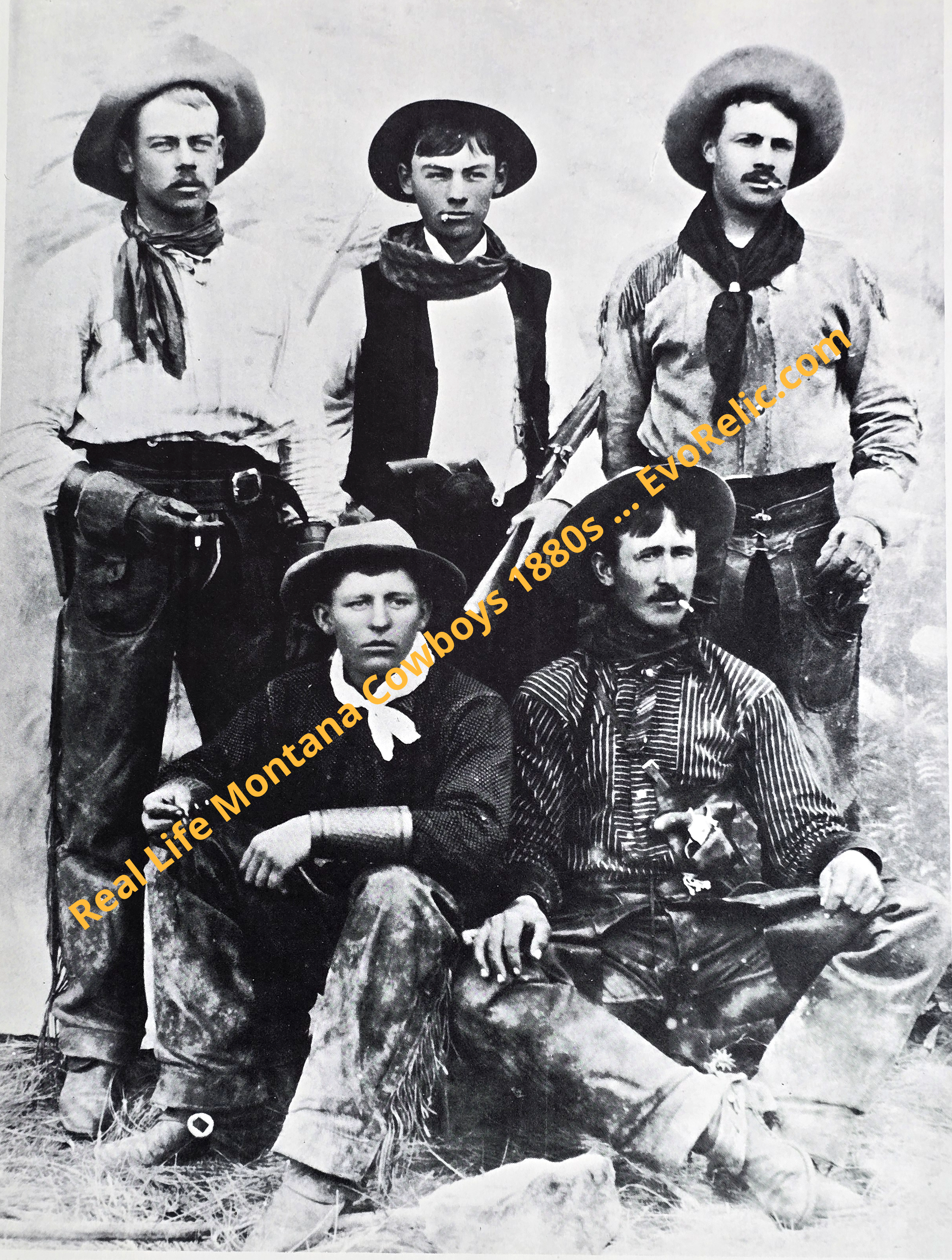Real Life Montana Cowboys 1880s - Rare Historical Photo of Armed Cattlemen - High Resolution Printable Antique Photography