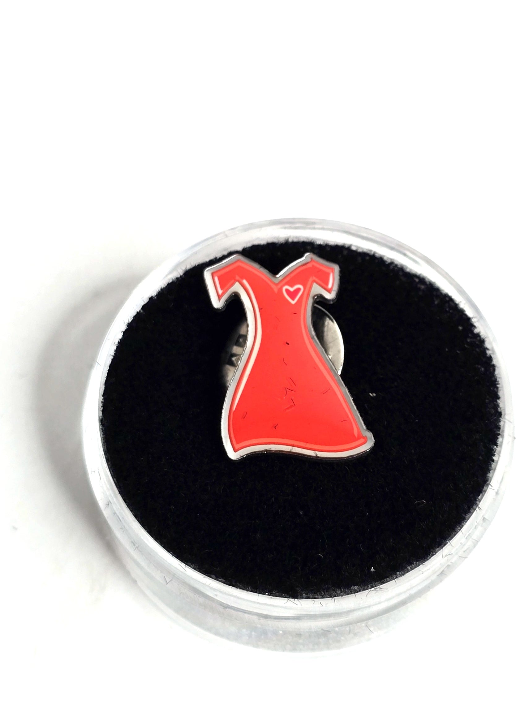 Vintage Red Enamel Dress Lapel Pin – Heart Detail Go Red for Women Awareness Jewelry