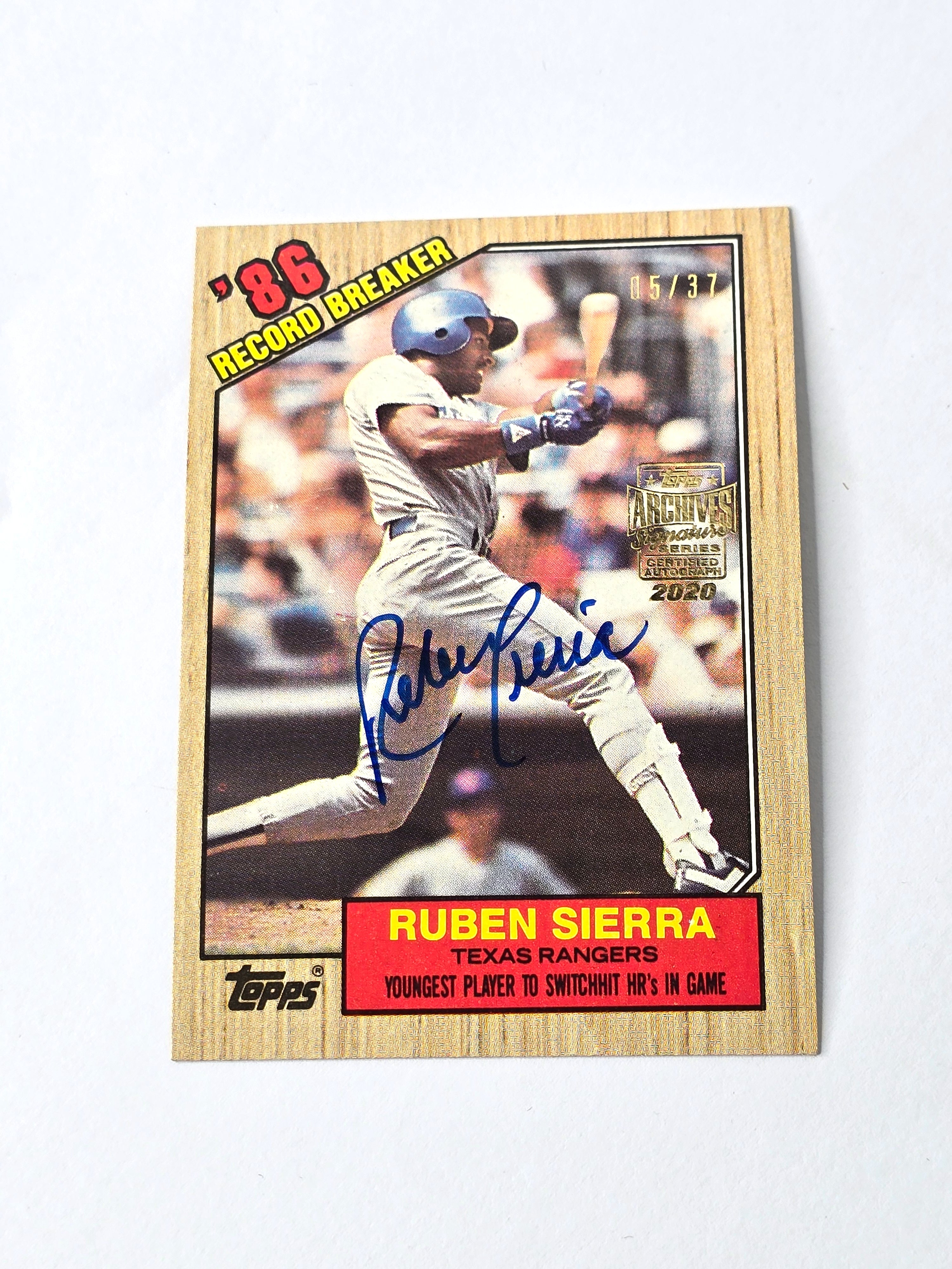 Ruben Sierra Autographed Baseball Card 1987 Topps No. 6
