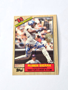 Ruben Sierra Autographed Baseball Card 1987 Topps No. 6