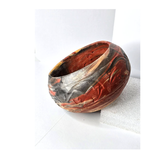 Native American Pottery Handmade Signed Glazed Bowl with Designs