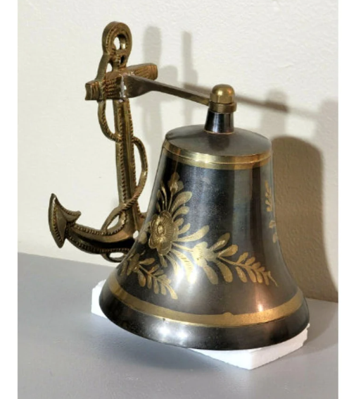 Vintage Ship Bell Brass with Etching