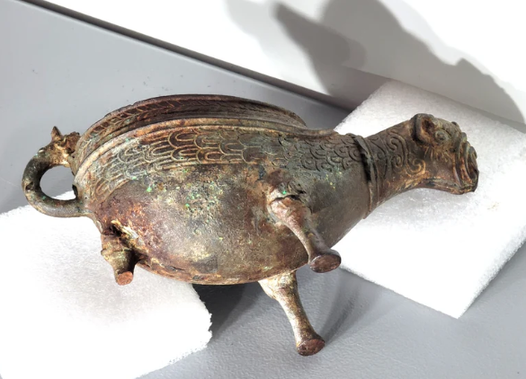 Antique Chinese Incense Burner Cast Iron Ram - Very Rare