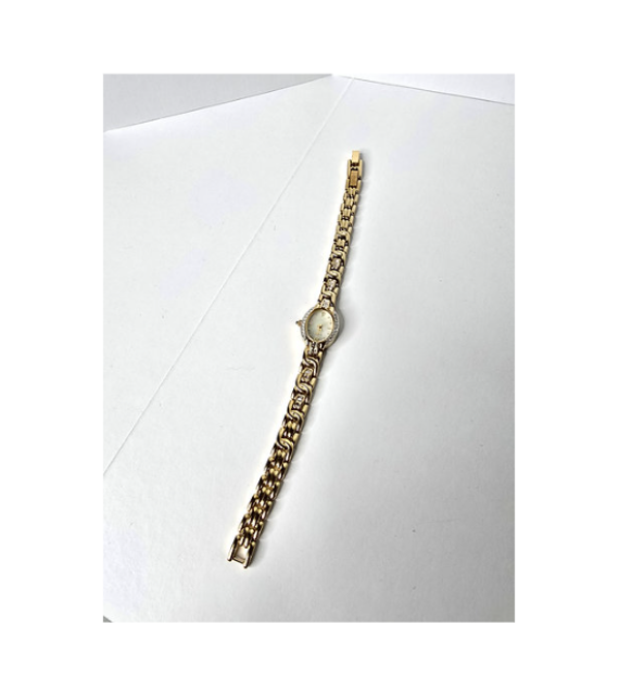 Elgin Watch Vintage Gold Plated with Crystals Pearl Dial