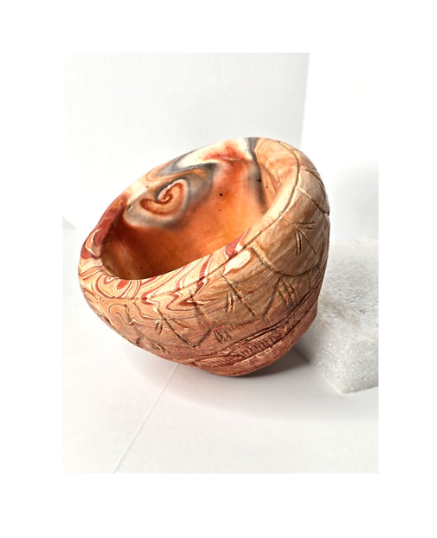 Native American Pottery Bowl Signed Walking Bear Handmade with Native Designs