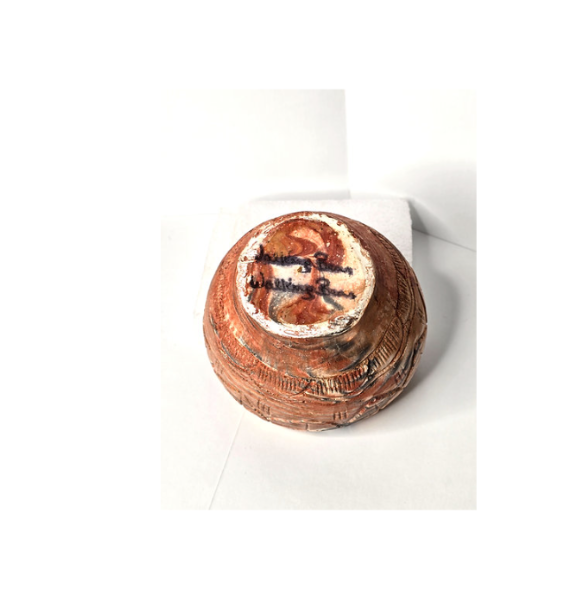 Native American Pottery Bowl Signed Walking Bear Handmade with Native Designs