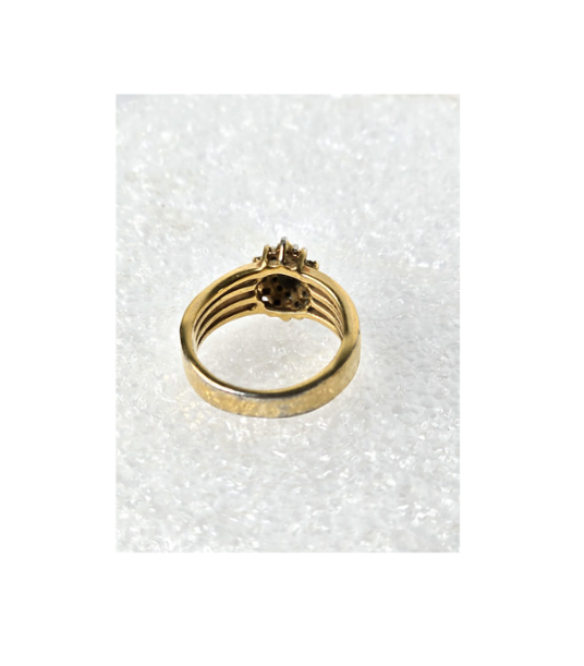 Ring Sapphire with Diamond Cluster 14k Gold Plated