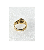 Ring Sapphire with Diamond Cluster 14k Gold Plated