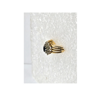 Ring Sapphire with Diamond Cluster 14k Gold Plated