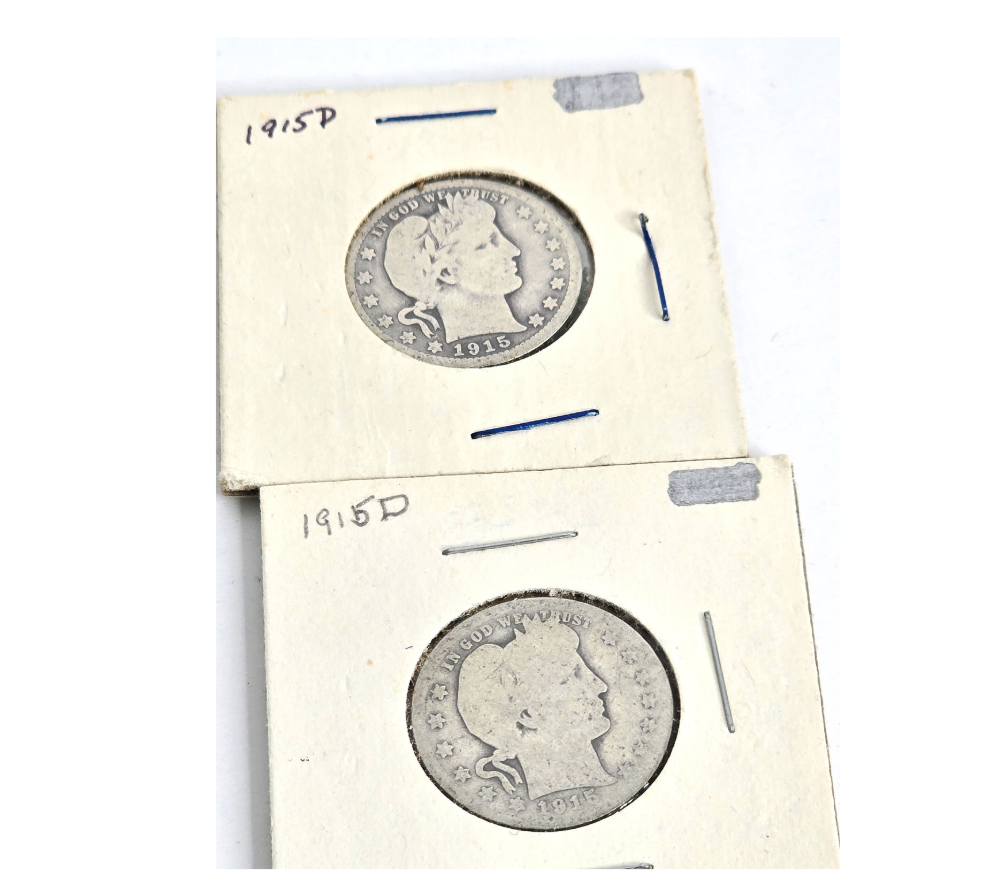 1915-D Silver Coins Barber Quarter - Set of Two Coins