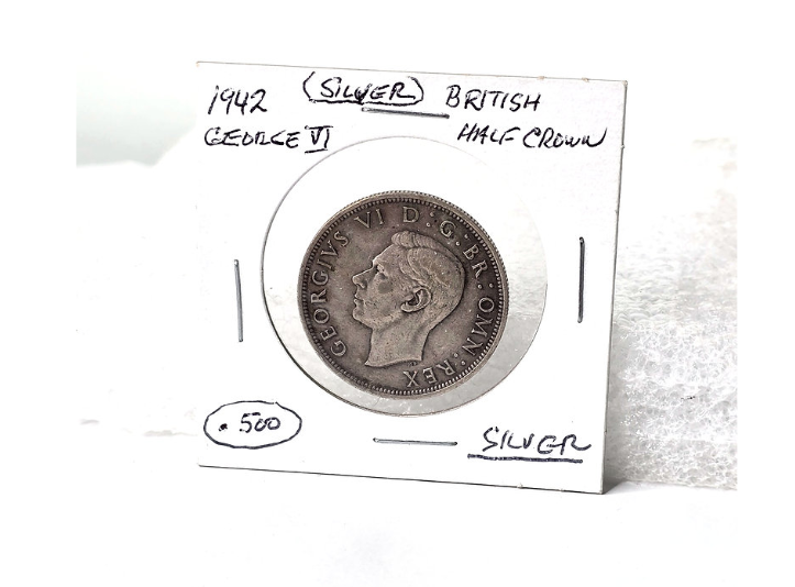 Coin 1942 British Half Crown .500 Silver George VI