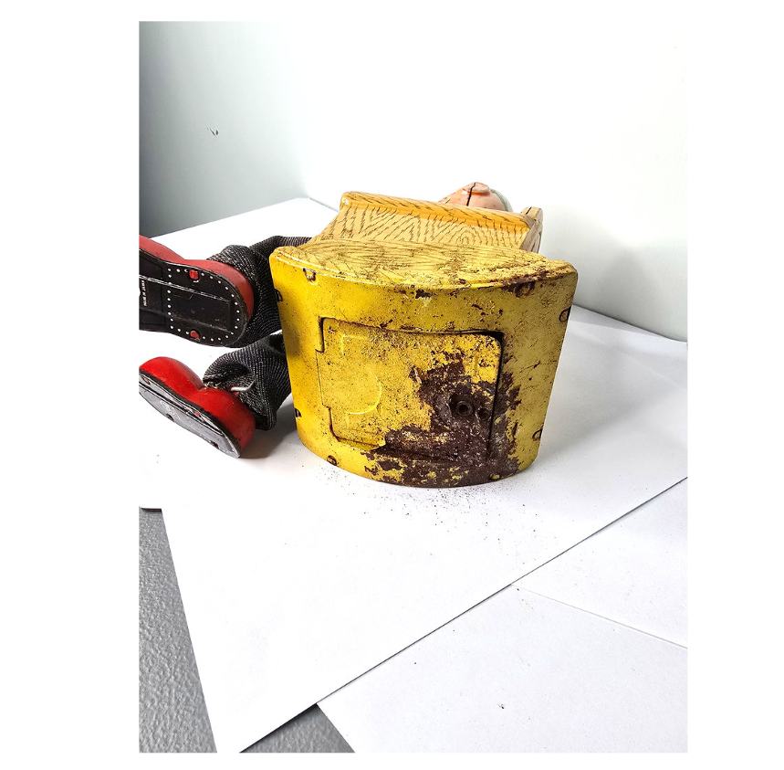 1950s Tin Toy Grandpa Smoking Pipe in Rocking Chair