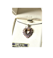 23k Gold Over Sterling Silver Heart Necklace with Gemstones Jewelry