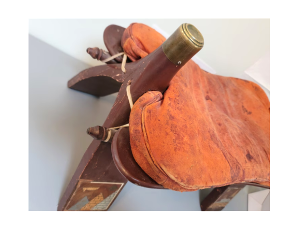 Antique Egyptian Camel Saddle Leather Seat Wood Frame