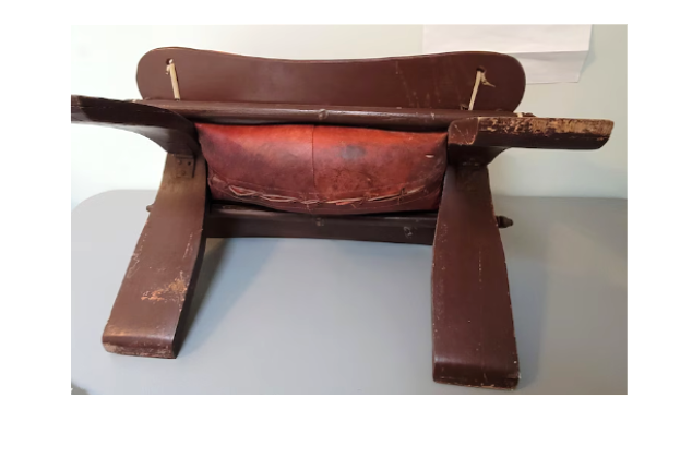 Antique Egyptian Camel Saddle Leather Seat Wood Frame