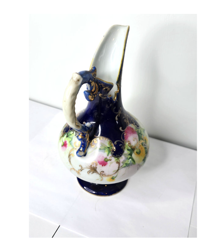 Antique Pitcher Hand Painted with 18k Gold Detail Ornate