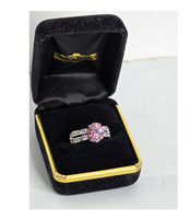 Beautiful Ring Silver with Pink Topaz CZ Clusters Size 9