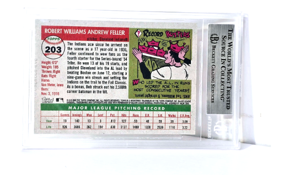 Bob Feller Autograph Baseball Card Topps Certified Beckett