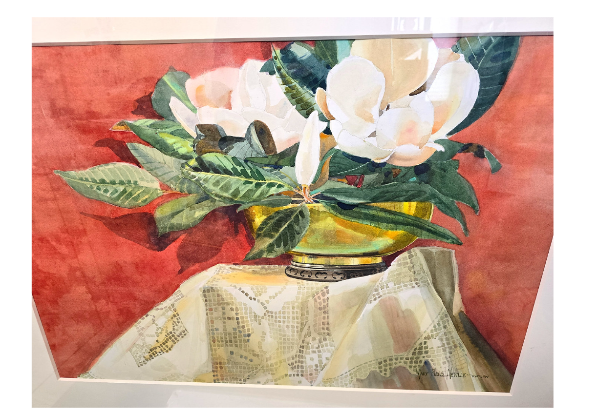 Brass Magnolia Painting Signed by Artist