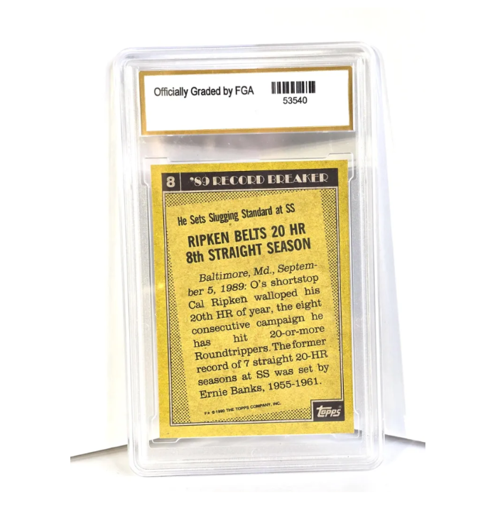 Cal Ripken Jr Baseball Card 1990 Topps Record Breaker