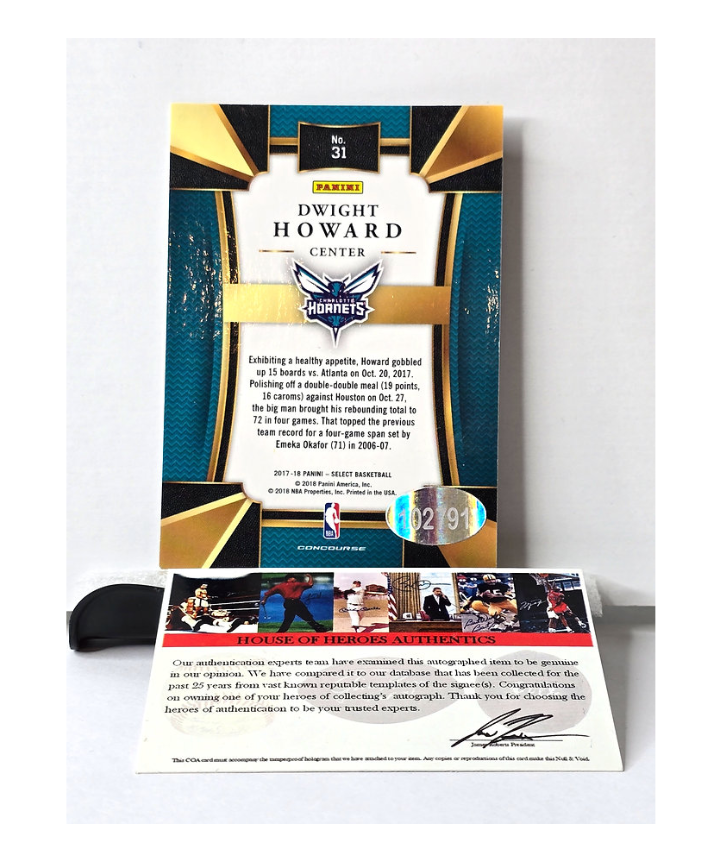 Dwight Howard Autograph NBA Basketball Card 2018 Panini No. 31 - Certified