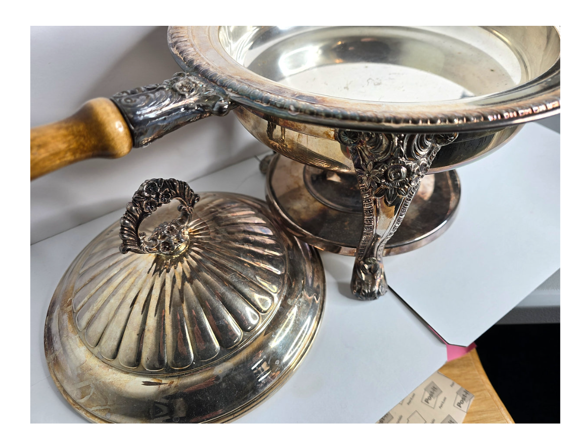 F.B. Rogers Silver Antique Chafing Dish with Oil Burner