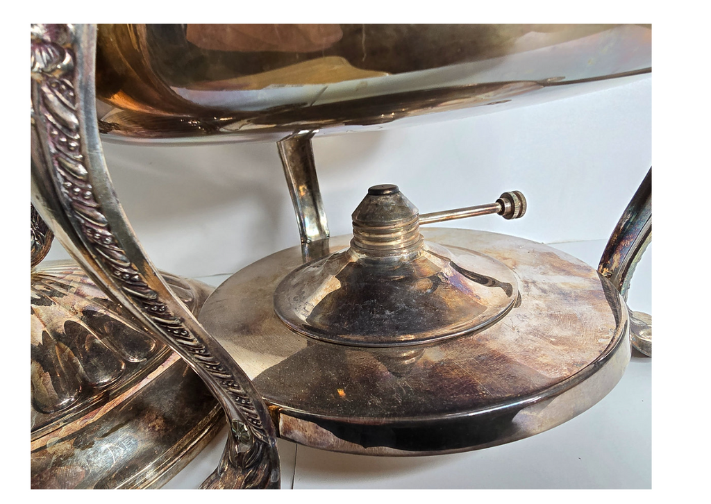 F.B. Rogers Silver Antique Chafing Dish with Oil Burner