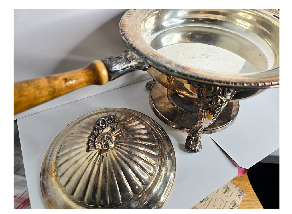 F.B. Rogers Silver Antique Chafing Dish with Oil Burner