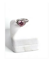 Heart Shaped Ring Sterling Silver Pink Topaz Size 8