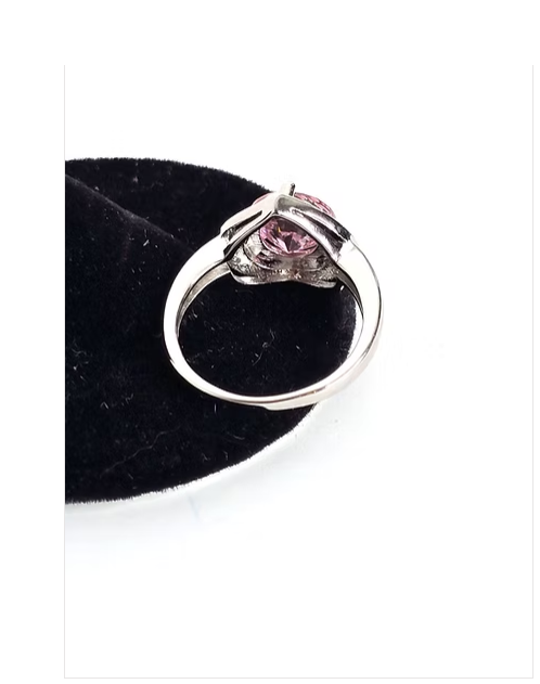 Heart Shaped Ring Sterling Silver Pink Topaz Size 8