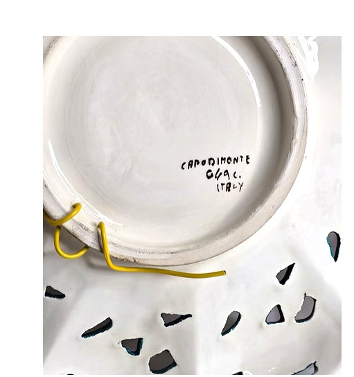 Italian Art Capodimonte Hand Painted Plate with 18k Gold Trim