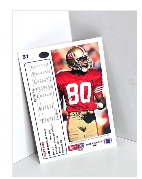 Jerry Rice Football Card 1991 Upper Deck No. 57
