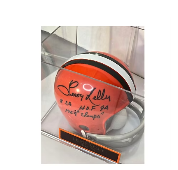 Leroy Kelly NFL Autographed Mini Football Helmet 1994 Hall of Fame