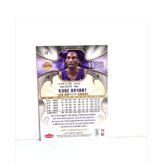 Kobe Bryant Basketball Card Lakers NBA 2008 Fleer HOT Prospects No. 13