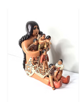 Native American Clay Storyteller Figure Women with Kids Signed by Terrie Saxon