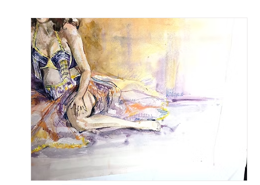 Pregnant in Repose Art Pastels Paint Signed by Artist