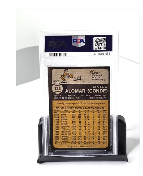 Sandy Alomar Baseball Card 1973 Topps PSA Grade
